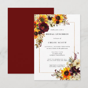 Invitation Fleurs d'automne Tournesol Rose Luncheon de Baby S