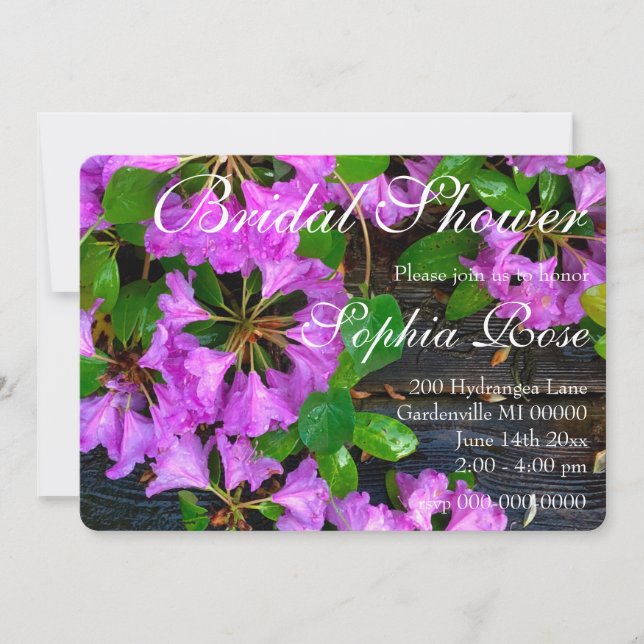 Invitation Fleurs d'Azaleas roses, jardin rustique (Devant)