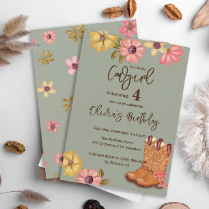Invitation Fleurs de Boho de cowgirl occidentale Bottes Anniv