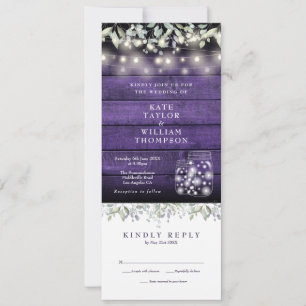 Invitation Fleurs de bois violet dans des pots Mason tout-en-
