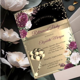 Invitation Fleurs de Bourgogne, Ballons Diamants Fête de Retr