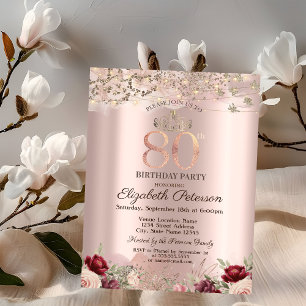 Invitation Fleurs de Bourgogne Bordure Pailletée Rose Gold 80