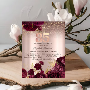 Invitation Fleurs de Bourgogne Paillettes Rose Doré 85e Anniv