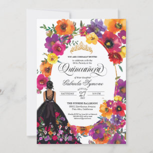 Invitation Fleurs de broderie Aquarelle Floral Quinceañera I