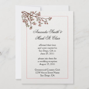 Invitation Fleurs de cerise rose Post Mariage Réception Invit