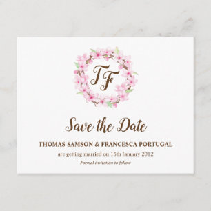Invitation Fleurs de Cerisier Aquarelle Mariage Économisez la