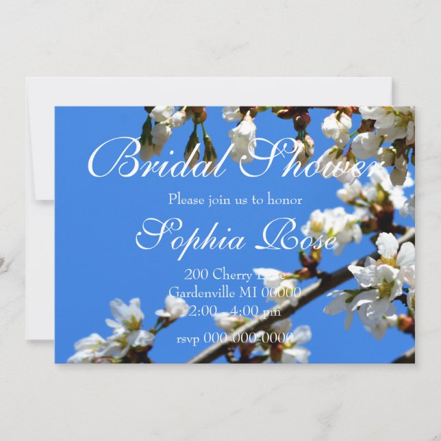 Invitation Fleurs de cerisier blanc printemps (Devant)