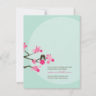 Invitation Fleurs de cerisier rose Inséparables Réception de 