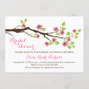 Invitation Fleurs de cerisier rose mariage printemps douche n