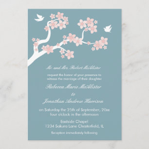 Invitation Fleurs de cerisier sur le bleu