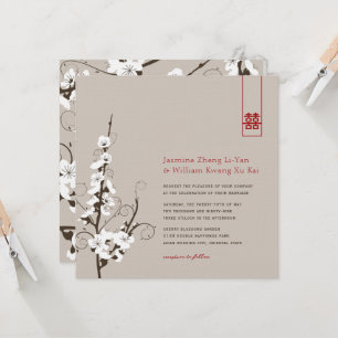 Invitation Fleurs de cerisiers blancs Sakura torse Mariage as