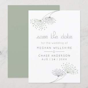 Invitation Fleurs de charbon de bois et de vert à surface min