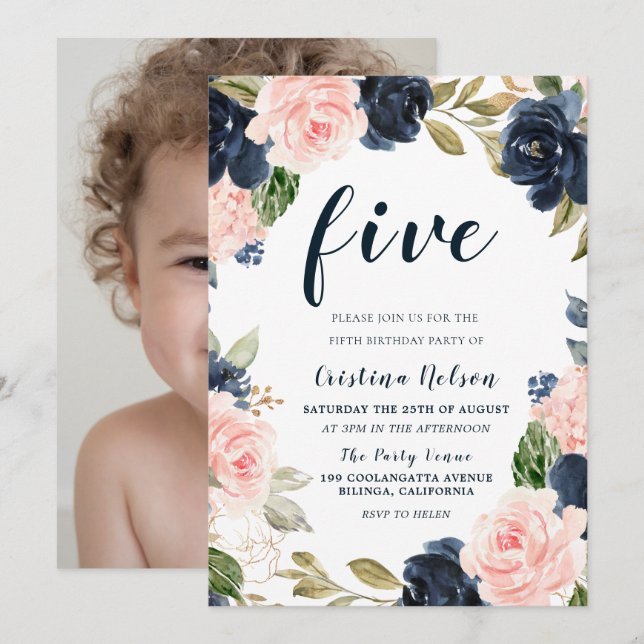 Invitation Fleurs de chasse de la Marine 4e 5e 6e anniversair (Devant / Derrière)