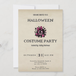 Invitation Fleurs de citrouille Black Jack-O' Lantern Hallowe