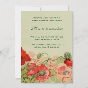 Invitation Fleurs de coquelicot rouges Fleurs champêtres Baby