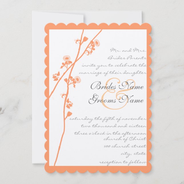 Invitation Fleurs de corail Gris Police Fleurs Fleurs Fleurs  (Devant)