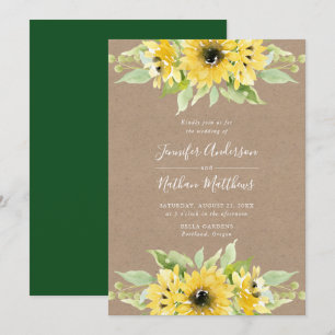 Invitation Fleurs de couleur aquarelle Rustique Mariage pap