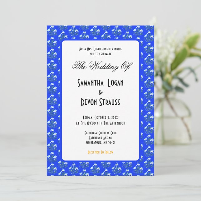 Invitation Fleurs de Crocus Bleu (Debout devant)