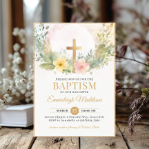 Fleurs de croix dorée baptême ou baptême