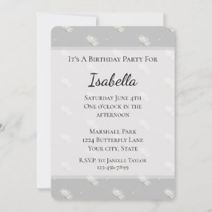 Invitation Fleurs de Dandelion gris chic Anniversaire