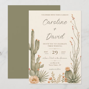 Invitation Fleurs de désert de Cactus Floral Mariage