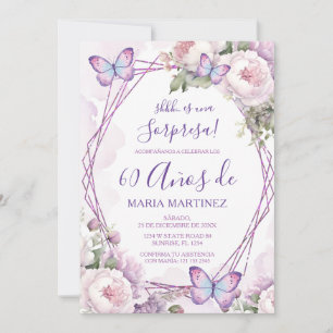 Invitation Fleurs de Dusty Purple espagnoles Sorpresa 60ème A