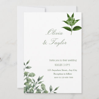 Invitation Fleurs de eucalyptus minimalistes vertes 