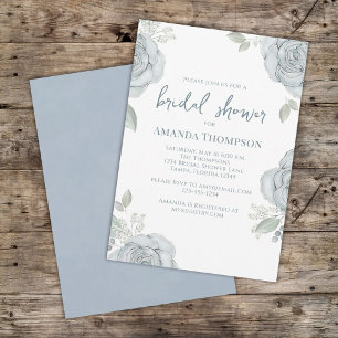Invitation Fleurs de Fête des mariées Florales Bleues Et Élég