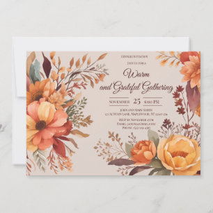 Invitation Fleurs de feuilles d'automne Thanksgiving Friendsg