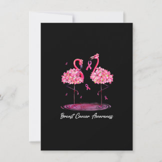 Invitation Fleurs de Flamant rose rose Ruban Cancer du sein D
