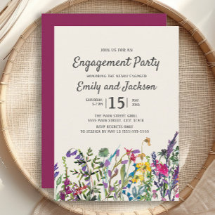 Invitation Fleurs de Fleurs Aquarelle Engagement Violet