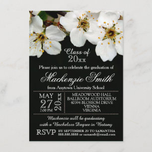 Invitation Fleurs de fleurs blanches Annonces de graduation