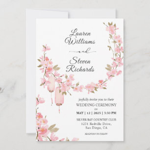 Invitation Fleurs de fleurs de cerisier rose blanc personnali