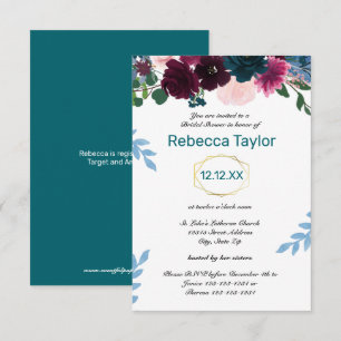 Invitation Fleurs de Floraison Sarcelle Vertical - 3x5 Baby S