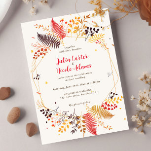 Invitation Fleurs de forêt sauvage Mariage de feuillage de ch