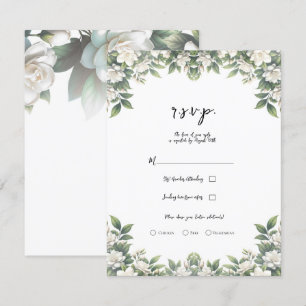 Invitation Fleurs de Gardenia Blanche Elégant Mariage Floral 