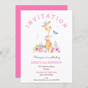Invitation Fleurs de Girafe de Cute