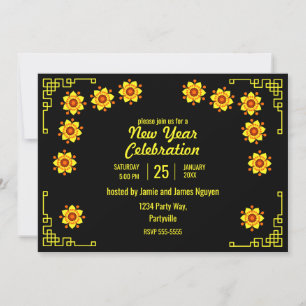 Invitation Fleurs de Hoa Mai jaunes Nouvel An Tết