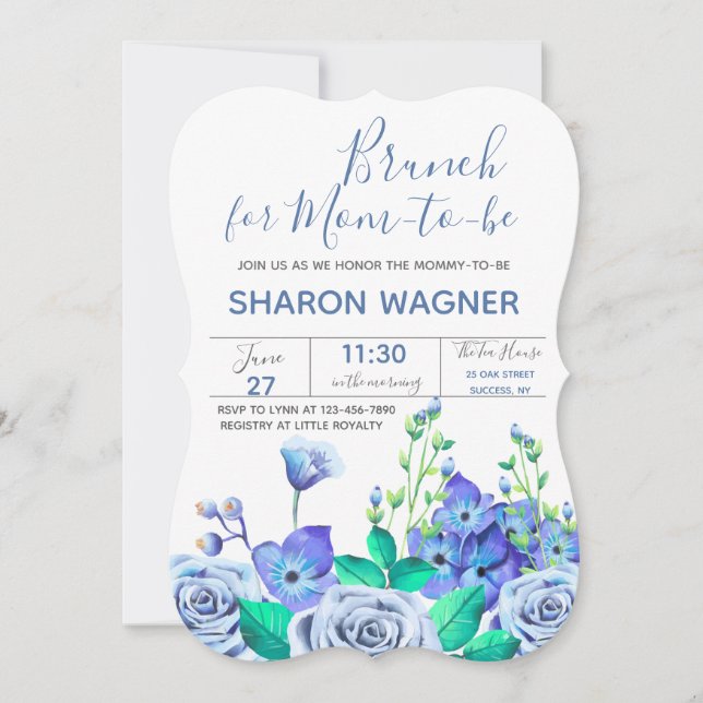 Invitation Fleurs de Jardin Bleu (Devant)