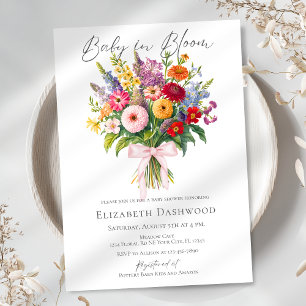 Invitation Fleurs de Jardin colorées Baby shower de fille de 
