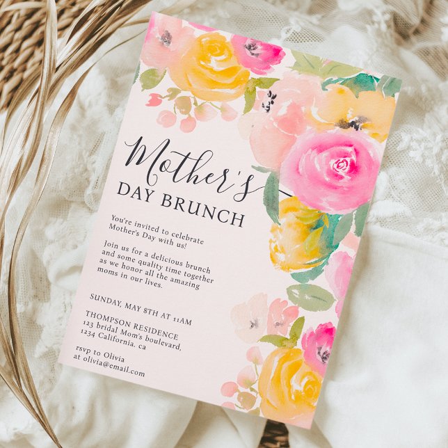 Invitation Fleurs de jardin romantiques printemps mère jour (Romantic garden flowers spring mother's day invitation)
