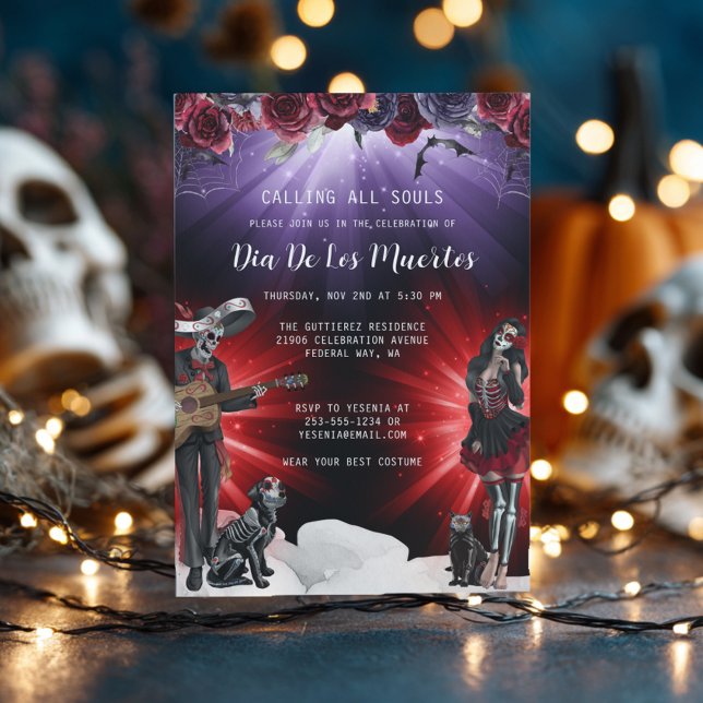 Invitation Fleurs de la Fête des Morts (Day of the Dead Floral Invitation)