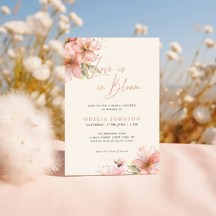 Invitation Fleurs de l'amour en Fleur Rose Tendre Mariage