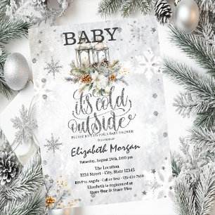 Invitation Fleurs de lanternes d'hiver Baby shower de flocons