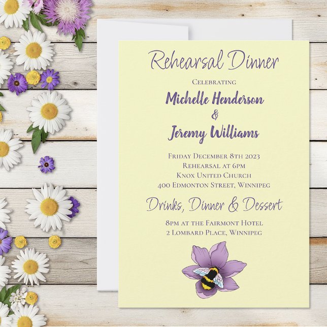 Invitation Fleurs de lavande de bourdon Jaune (Créateur téléchargé)