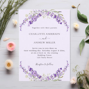 Invitation Fleurs de lavande violet soirée mariage