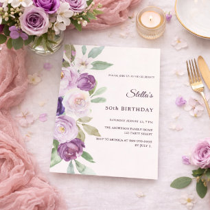Invitation Fleurs de lavande violette pour anniversaire ivoir