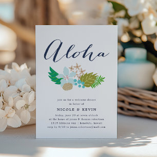 Invitation Fleurs de l'île   Dîner de bienvenue de mariage Al