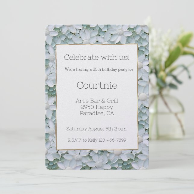 Invitation Fleurs de Lotus Blanches Anniversaire (Debout devant)