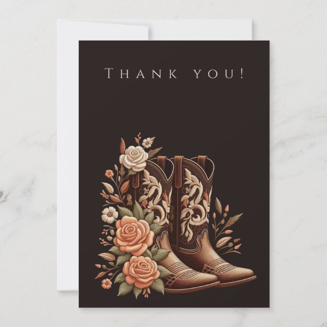 Invitation Fleurs de l'Ouest du pays avec bottes de cowboy (Dos)